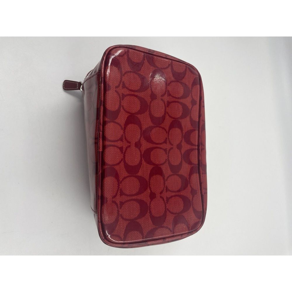 Large COACH Vinyl Toiletry Travel Cosmetic Bag Case Signature Red Rare Vintage - Picture 12 of 12